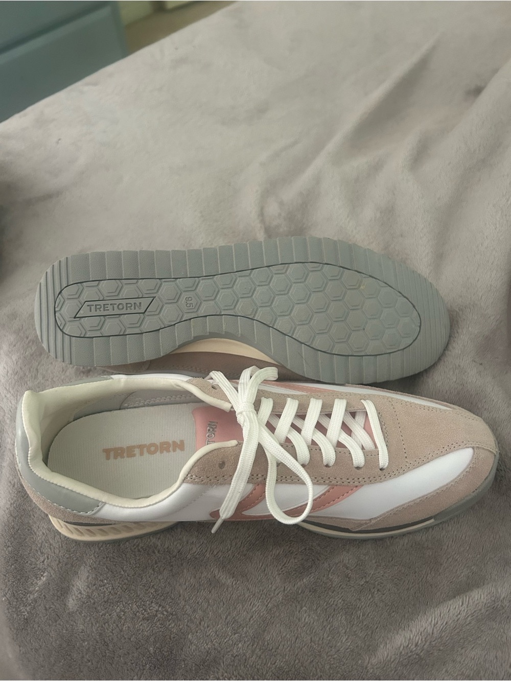 Tretorn White & Blush Suede-Trim Sneakers - Picture 2 of 2